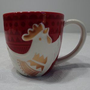 Starbucks Rooster Zodiac Red Ceramic Mug Chinese New Year Coffee Cup 12 Oz